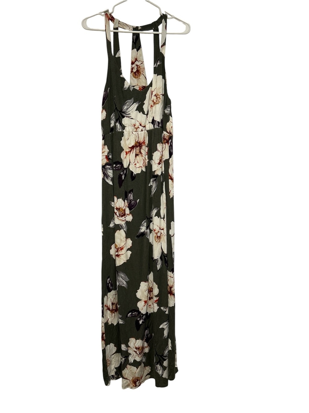 Women’s Nine Britton Long Maxi Dress, Green With Flower Accents, Size Large